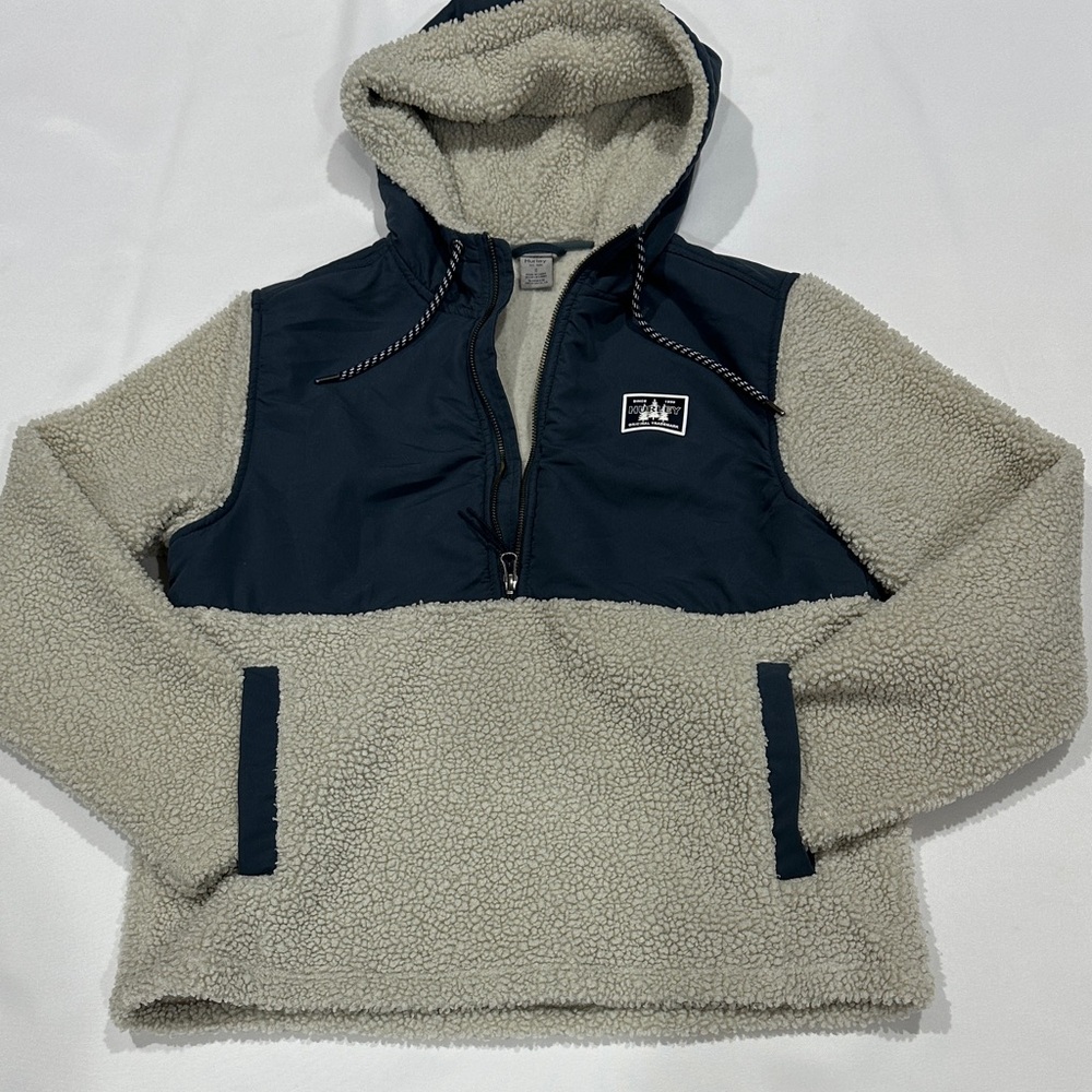 Hurley Kids' Black and Tan Hooded Puffer Jacket
